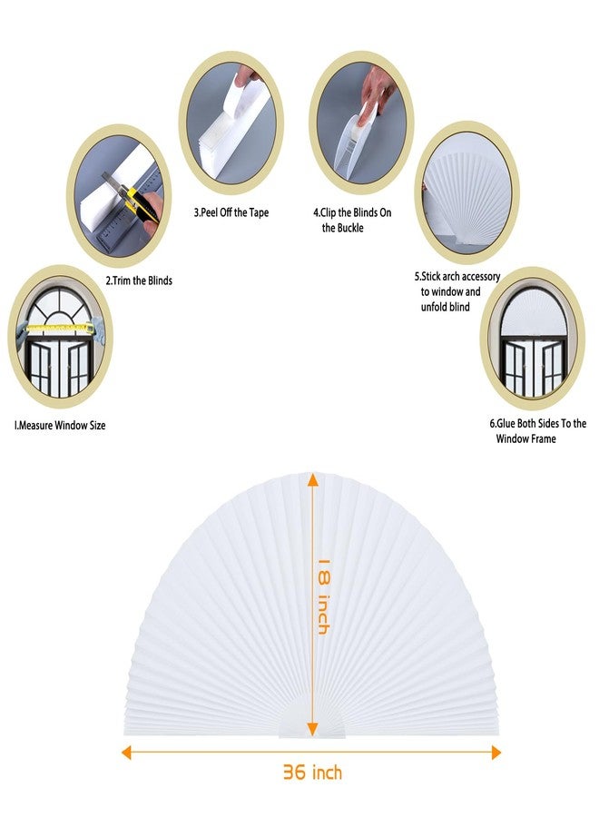 Maritown Arch Window Shade Radius 18 inch Half Circle Arched Non-Woven Stick on Cut to Size self Adhesive Light Filtering Half Moon Round Window Covering Pleated Blinds for Front Door - Image 2